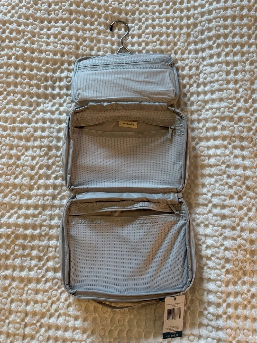 Vera Bradley Light Gray Hanging Travel Toiletry Organizer